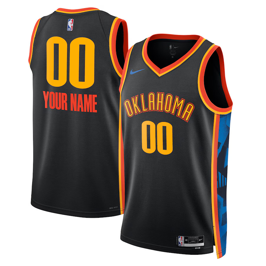 Men Oklahoma City Thunder Nike Black City Edition 2024-25 Custom Swingman NBA Jersey